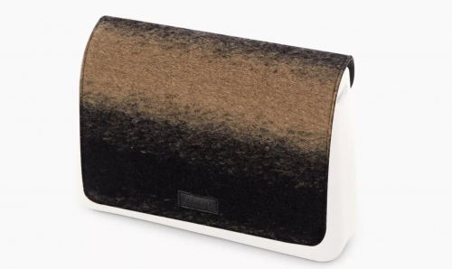 КАПАК O GLAM BAG BOILED WOOL FABRIC FLAP WITH CLOSING MAGNET BLACK/SAND